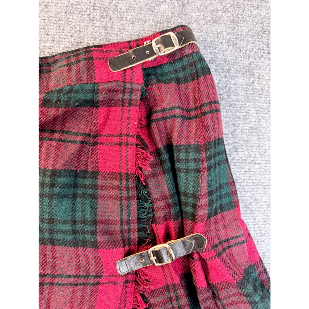 Vintage Summit Sportwear Wool Plaid Wrap Skirt Size 14 Red Green Kilt Greece Y2K - Picture 11 of 12